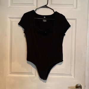 Black squared cut top bodysuit